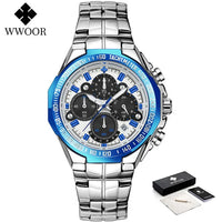 WWOOR Men's Watches Luxury Military Quartz Stainless Steel Old Watch Waterproof Chronograph Luminous Watch For Men Reloj Hombre
