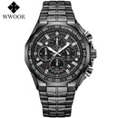 WWOOR Men's Watches Luxury Military Quartz Stainless Steel Old Watch Waterproof Chronograph Luminous Watch For Men Reloj Hombre