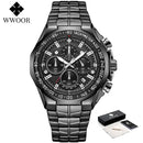 WWOOR Men's Watches Luxury Military Quartz Stainless Steel Old Watch Waterproof Chronograph Luminous Watch For Men Reloj Hombre