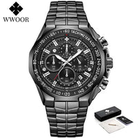 WWOOR Men's Watches Luxury Military Quartz Stainless Steel Old Watch Waterproof Chronograph Luminous Watch For Men Reloj Hombre