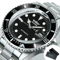 WINNER Classic Mechanical Watches Luxury Brand Business Automatic Watch for Men Rotatable Bezel Luminous Dial Steel Strap Clock