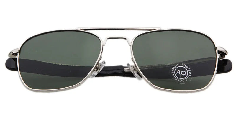 Retro Green AO Pilot Sunglasses Luxury Brand Designer Male Sun Glasses American Army Military Optical Glass Lens Shades Eyewear