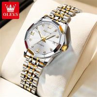 OLEVS 9982 Fully Automatic Mechanical Watches For Women Fashion Rhombus Mirror Waterproof Date Elegant Ladies Dress Wristwatches