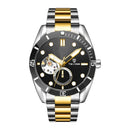 TEVISE Watch Automatic Mechanical Movement Fashion Stainless Steel Strap Skeleton Watch Luminous 24 Hour Wristwatch Waterproof
