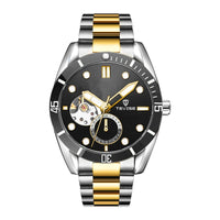 TEVISE Watch Automatic Mechanical Movement Fashion Stainless Steel Strap Skeleton Watch Luminous 24 Hour Wristwatch Waterproof