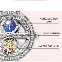 Ladies Watch Automatic Woman Luxury Fashion Waterproof Watch for Women Watches Skeleton Tourbillon Mechanical Clock Relogio New