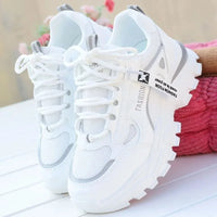 Women Sneakers Breath Thick Bottom Lightweight Sports Shoes 2025 New Lace-up Wedge Sneakers Women Comfortable Leisure Shoes