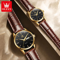OLEVS 6898 Couple Watches Luxury Original Fashion Brand Waterproof Luminous Quartz Wristwatch Calendar Design For Date Sport