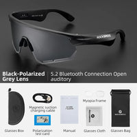 ROCKBROS V5.2 Bluetooth Bike Glasses 120mAH Charging Cycling Sunglasses Driving Running Sports Eyewear MTB Road Bicycle Glasses