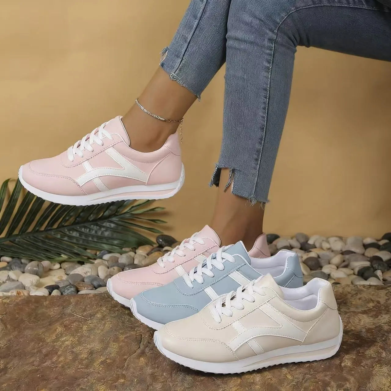 Sneakers Women New Sports Shoes Women's Small White Shoes Fashion Round Toe Lace Up Comfortable Lightweight Running Shoes
