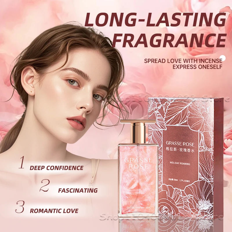 50Ml Grasse Rose Perfume Long Lasting Fragrance Eau De Toilette Women's Perfume Mist Spray Suitable For Daily Use Couple Gifts