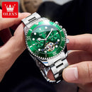 OLEVS 6605 Automatic Watches for Men Luxury Top Brand Original One-Way Rotation Bezel Skeleton Flywheel Mechanical Wristwatches