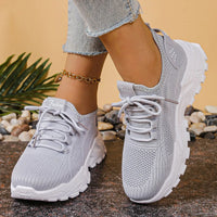 Fashion Knitted White Sneakers for Women Summer Mesh Breathable Platform Sports Shoes Woman Thick Bottom Non Slip Running Shoes