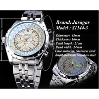 JARAGAR 212 Elegant Automatic Mechanical Watches for Man Hollowing Dial Chronograph Luminous Multifunctional Men Wristwatch