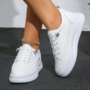 Women White Sneakers Autumn Lace Up Thick Bottom Casual Flats Anti-slip Outdoor Walking Sports Board Shoes Sapatos Femininos