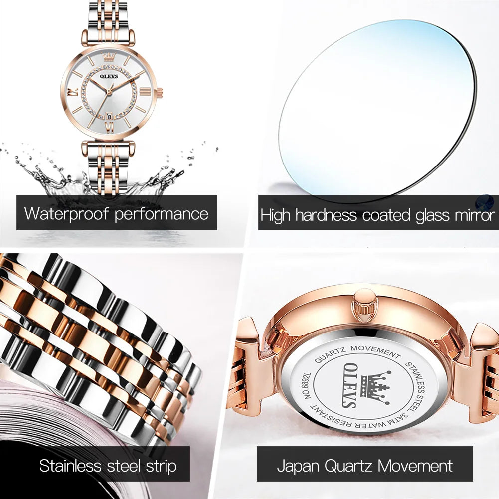OLEVS 6892 Original Fashion Watches for Women Elegant Female Classic Clock Luxury Ladies Quartz Wristwatches