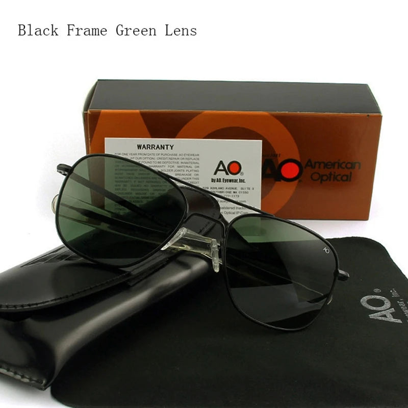 AO Pilot Sunglasses Men Top Quality Brand Designer AGX Tempered Glass Lens Sun Glasses Male
