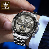 OLEVS 6654 Mens Watch Fashion Chronograph Automatic Mechanical Wristwatch Waterproof Luminous Function Top Brand Watch for Man
