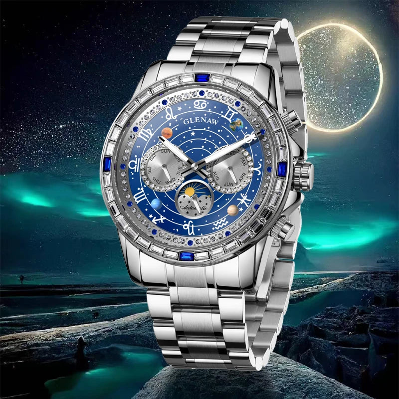 2026 Glenaw New high-end business fully automatic mechanical multifunctional men's watch fashionable waterproof luminous watch
