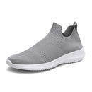 Slip-On Sneakers Men Lightweight Running Shoes Breathable Knitted Sock Shoes White Jogging Walking Sport Shoes Male Casual Shoes