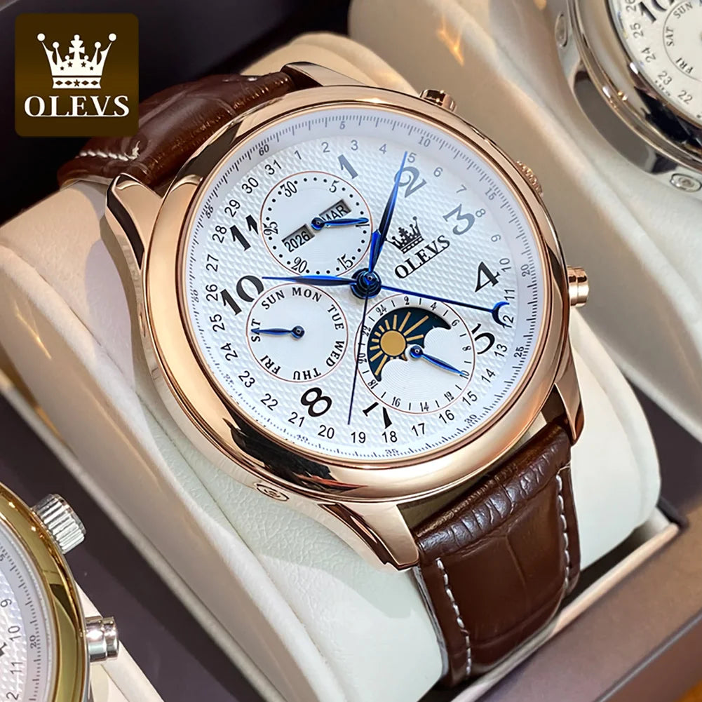 OLEVS 6667 Men's Watch Fashion Number Scale Mechanical Watch For Men Top Brand Original Moonswatch Waterproof Man Hand Clock