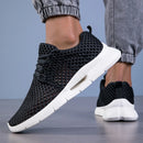 Men's Shoes White Mesh Sneakers New Summer Lightweight Casual Shoes Hiking Comfortable Tennis Shoes Lace Up Outdoor Running Shoe