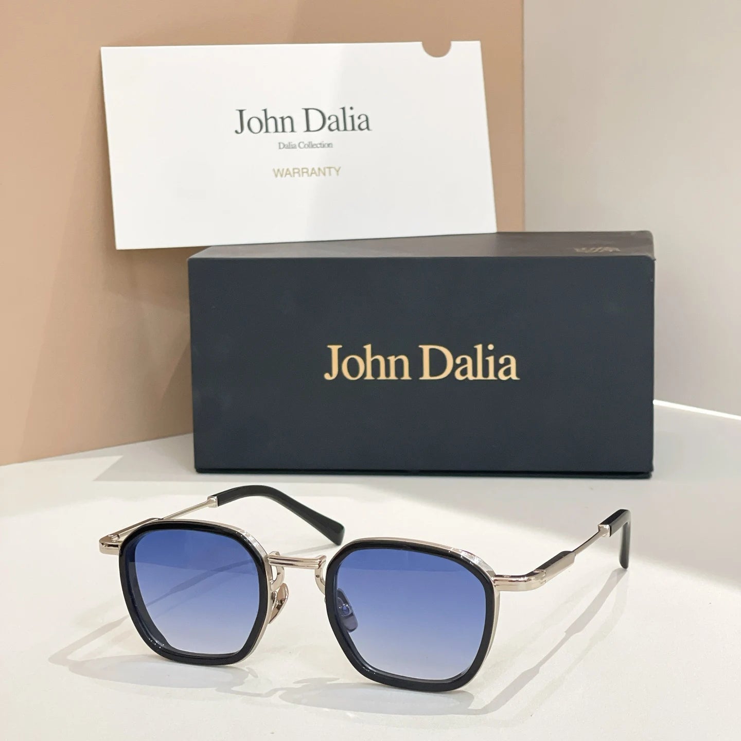 Original For JOHN DALIA JD LEO Retro High Quatity Alloy Square Sunglasses Men Women Classical Eyeglasses Luxury Gift With Box