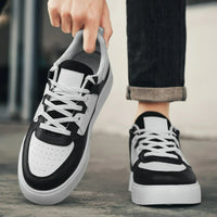 Men's Sneakers Platform Casual Shoes Fashion Outdoor Breathable Flats Lightweight White Running Shoes Lace-up Leather Men Shoes