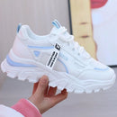 Women Sneakers Breath Thick Bottom Lightweight Sports Shoes 2025 New Lace-up Wedge Sneakers Women Comfortable Leisure Shoes