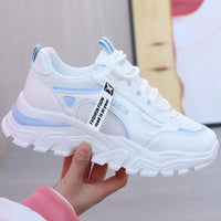 Women Sneakers Breath Thick Bottom Lightweight Sports Shoes 2025 New Lace-up Wedge Sneakers Women Comfortable Leisure Shoes