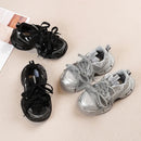 2024 Children Sneakers for Girls Autumn New Fashion Korean Style Soft Comfortable Casual Anti-slippery Sweet Bowtie Sports Shoes