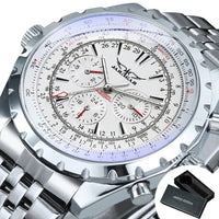 JARAGAR Sports Mens Watches Top Brand Luxury Automatic Mechanical Watch for Men Leather Steel Strap Military Wristwatches Gifts