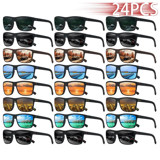 24PCS Fashion Eyewear Square Sunglasses Men Women Fishing Driving Man Luxury Brand Designer Sun Glasses