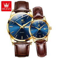 OLEVS 6898 Couple Watches Luxury Original Fashion Brand Waterproof Luminous Quartz Wristwatch Calendar Design For Date Sport