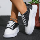 Women White Sneakers Autumn Lace Up Thick Bottom Casual Flats Anti-slip Outdoor Walking Sports Board Shoes Sapatos Femininos