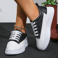 Women White Sneakers Autumn Lace Up Thick Bottom Casual Flats Anti-slip Outdoor Walking Sports Board Shoes Sapatos Femininos