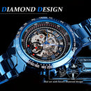 Fashion Men Automatic Mechanical Wristwatch Skeleton Dial Luminous Waterproof Stainless Steel Strap Watch Male Festival Gift