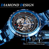 Fashion Men Automatic Mechanical Wristwatch Skeleton Dial Luminous Waterproof Stainless Steel Strap Watch Male Festival Gift