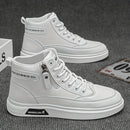 High-Top Sneakers for Men Designed for All Seasons, Featuring a Non-Slip PU Sole And a White Laceless Design Suitable for Urban