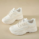 Sneakers Women  New Leather Chunky Sneakers Women's Sports Shoes Thick Tennis Vulcanized Shoes Basket Platform Shoes
