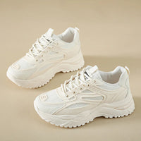 Sneakers Women  New Leather Chunky Sneakers Women's Sports Shoes Thick Tennis Vulcanized Shoes Basket Platform Shoes