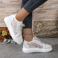 Women Sneakers 2025 New Fashion Summer Casual White Shoes Lace Canvas Breathable Designer Shoes Woman Sneakers Zapatos De Mujer