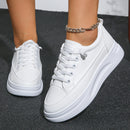 Women White Sneakers Autumn Lace Up Thick Bottom Casual Flats Anti-slip Outdoor Walking Sports Board Shoes Sapatos Femininos