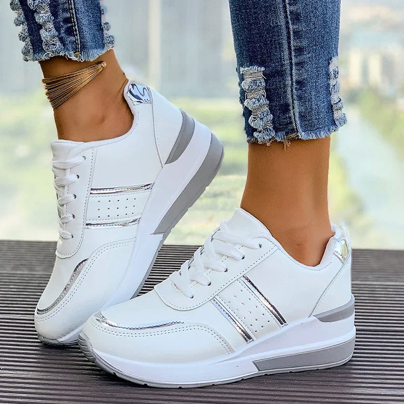Women's White Wedge Sneakers Non Slip Comfortable Sports Shoes for Women Casual Outdoor Vulcanized Shoes Woman Walking Trainers