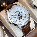 OLEVS 6667 Men's Watch Fashion Number Scale Mechanical Watch For Men Top Brand Original Moonswatch Waterproof Man Hand Clock