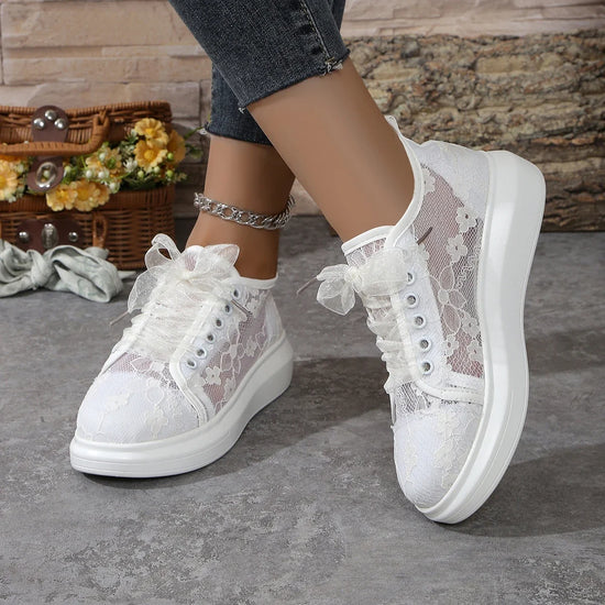 Women Sneakers 2025 New Fashion Summer Casual White Shoes Lace Canvas Breathable Designer Shoes Woman Sneakers Zapatos De Mujer