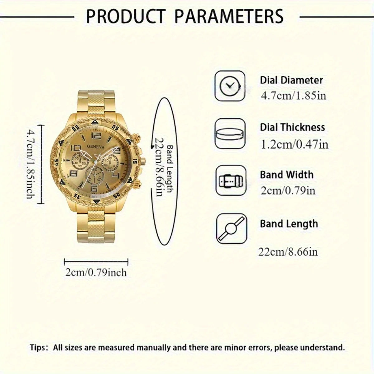 2026Men's Business Watch Steel Strip Quartz Watch Multi functional Digital Scale Three eye Watch Set