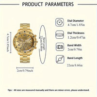 2026Men's Business Watch Steel Strip Quartz Watch Multi functional Digital Scale Three eye Watch Set