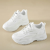 Sneakers Women  New Leather Chunky Sneakers Women's Sports Shoes Thick Tennis Vulcanized Shoes Basket Platform Shoes