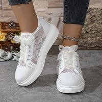 Women Sneakers 2025 New Fashion Summer Casual White Shoes Lace Canvas Breathable Designer Shoes Woman Sneakers Zapatos De Mujer